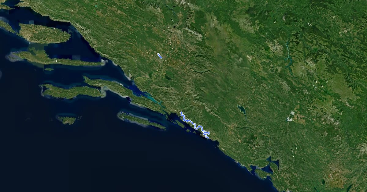 Маршрут Camino Dubrovnik на спутниковом снимке