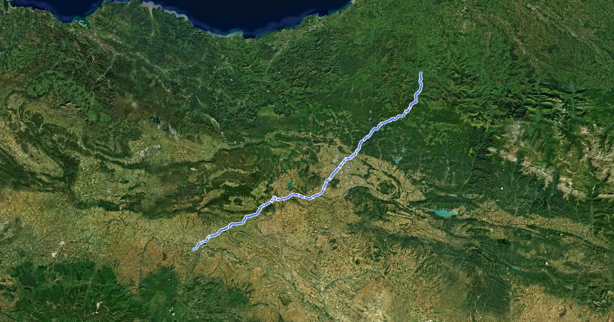 Маршрут Camino Francés - 01 на спутниковом снимке