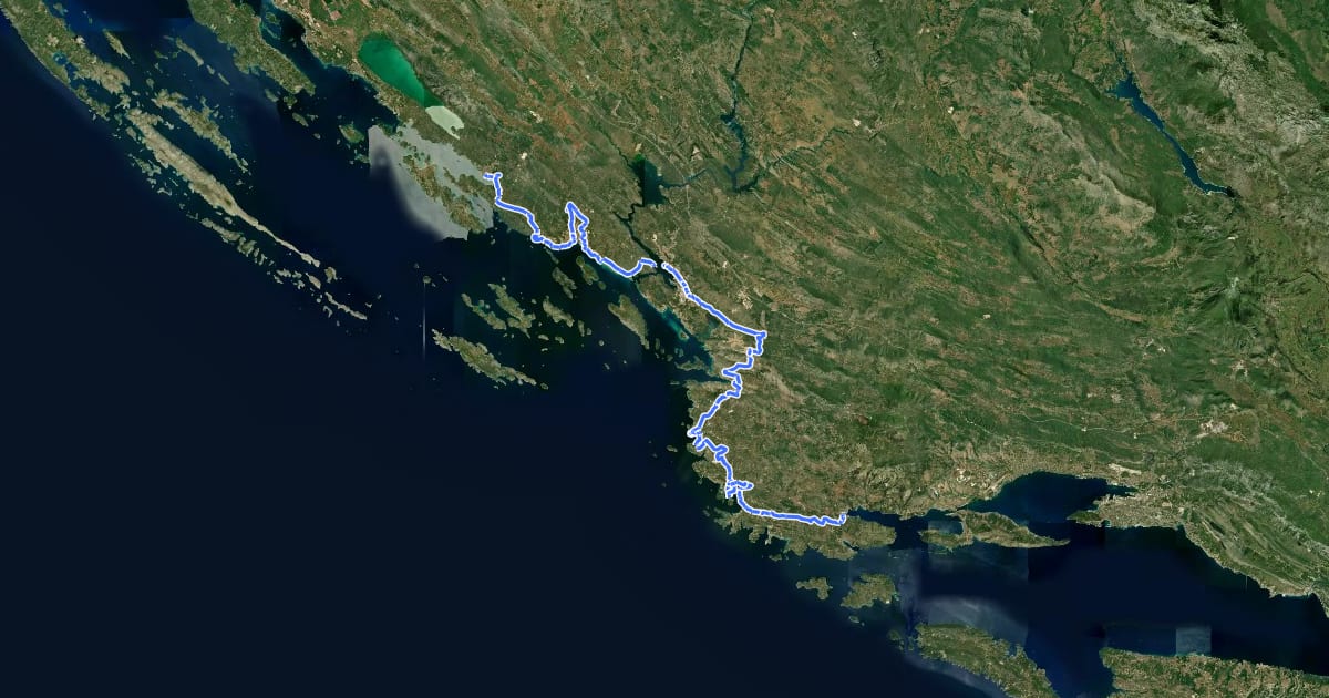 Маршрут Camino Šibenik на спутниковом снимке