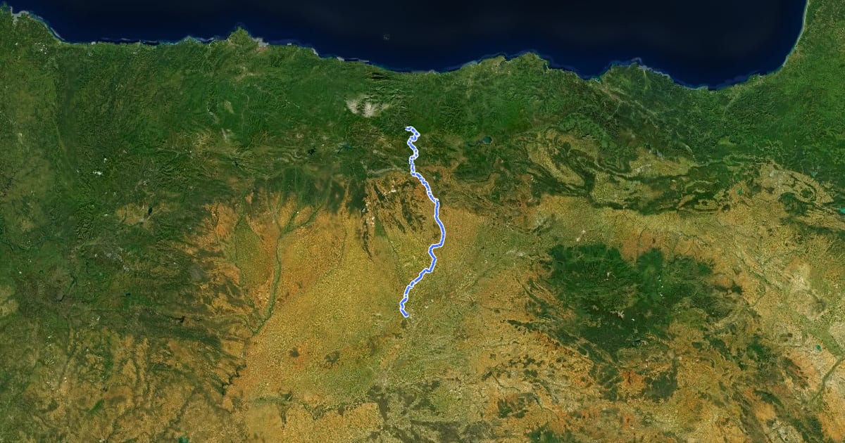 Маршрут Camino Lebaniego Castellano на спутниковом снимке