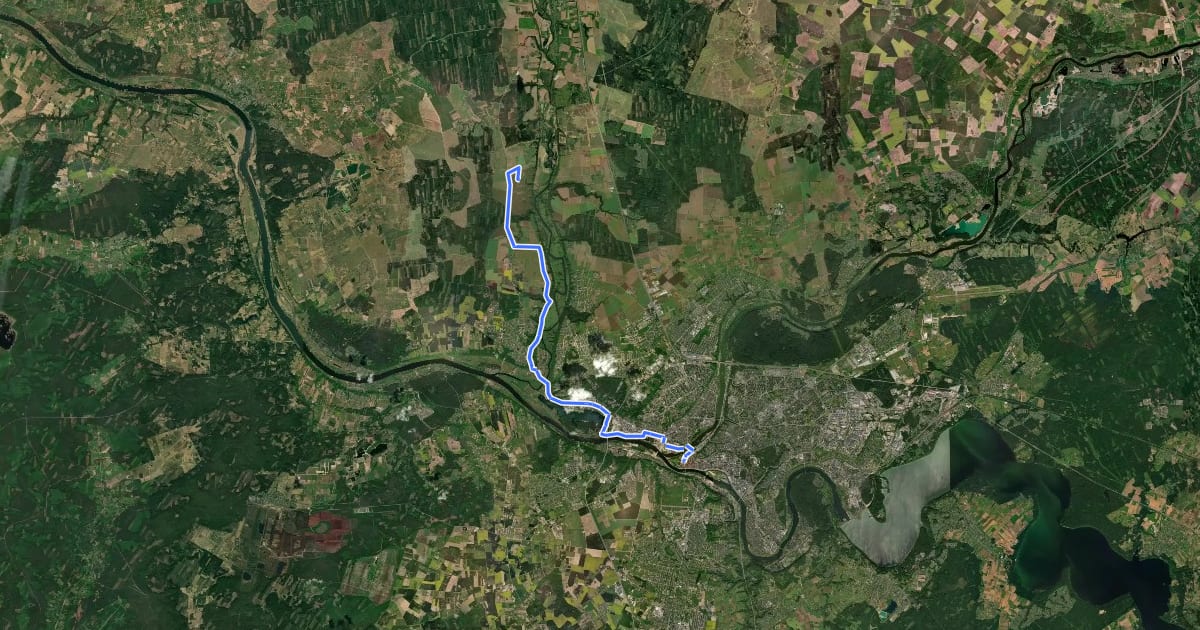 Маршрут Camino Lituano 12 etapas: Biliūnai–Kaunas на спутниковом снимке