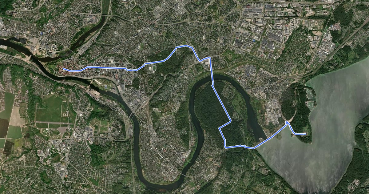 Маршрут Camino Lituano 13 etapas: Kaunas–Pažaislis на спутниковом снимке