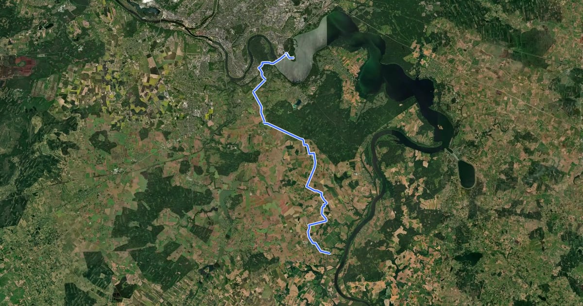 Маршрут Camino Lituano 14 etapas: Pažaislis–Daukšiagirė на спутниковом снимке