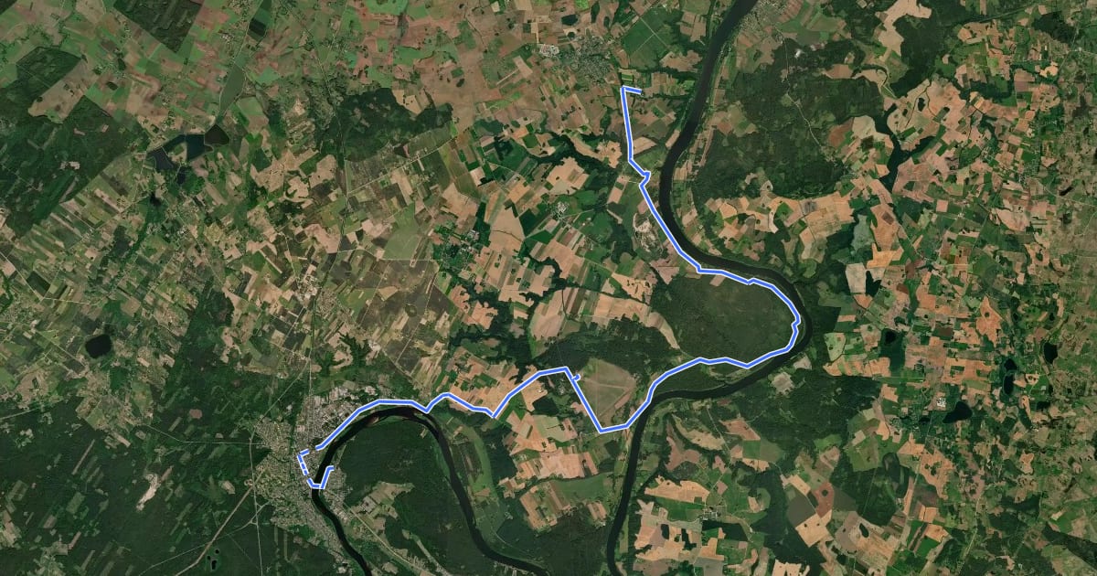 Маршрут Camino Lituano 15 etapas: Daukšiagirė–Prienai на спутниковом снимке