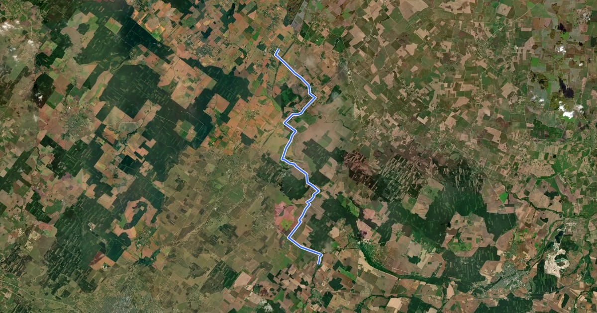 Маршрут Camino Lituano 3 etapas: Gataučiai–Rusliai на спутниковом снимке