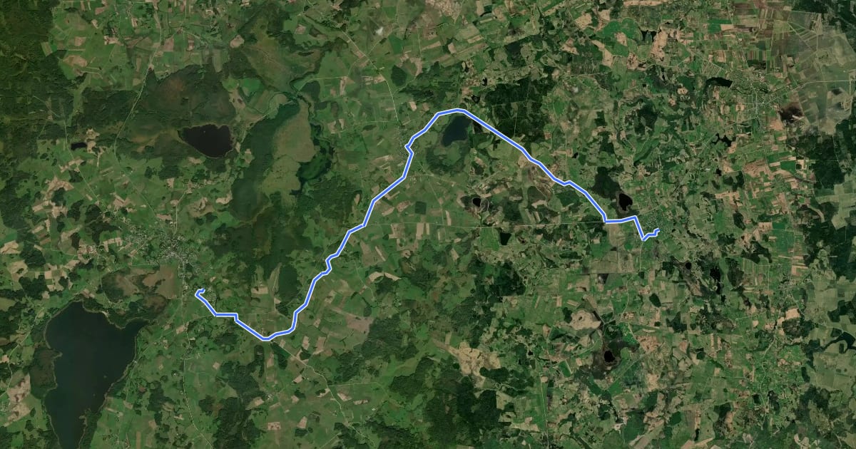 Маршрут Camino Lituano Žemaitija 4 etapai: Varniai - Kolainiai на спутниковом снимке