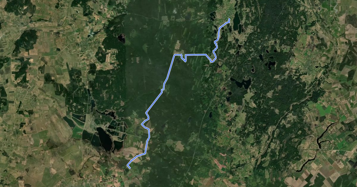 Маршрут Camino Lituano Žemaitija 7 etapai: Palendriai - Kurtuvėnai на спутниковом снимке