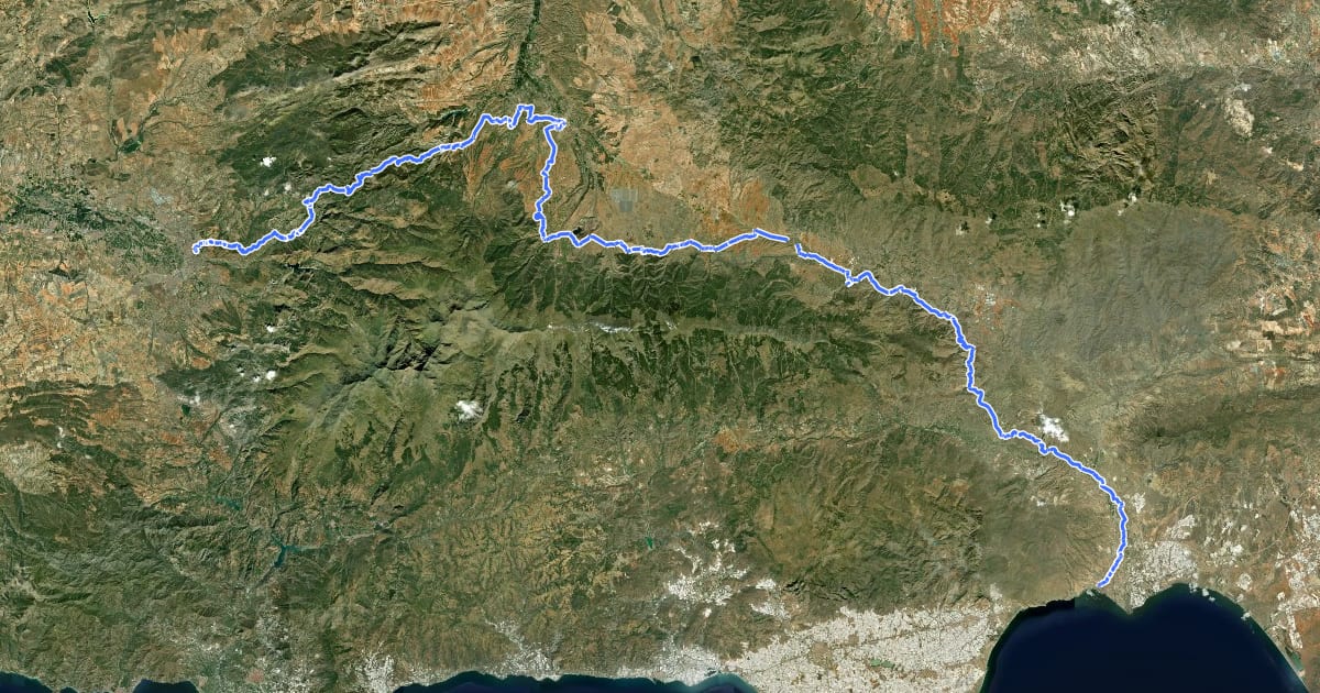 Маршрут Camino Mozárabe. Almería-Granada на спутниковом снимке