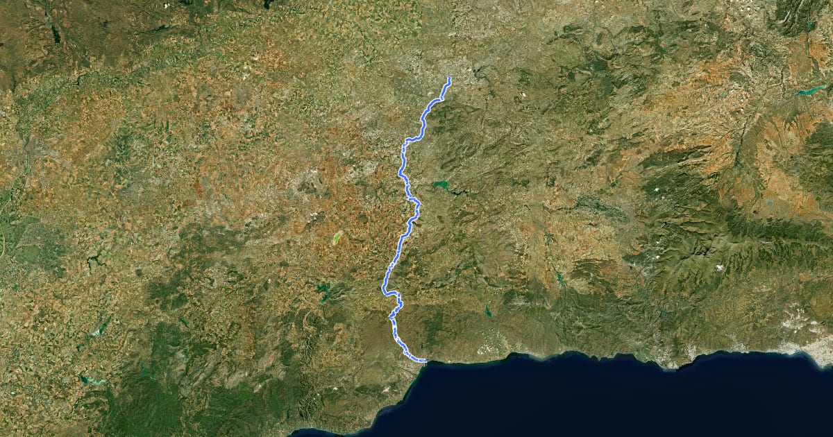 Маршрут Camino Mozárabe desde Málaga на спутниковом снимке