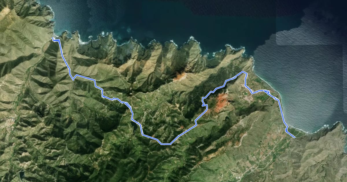 Маршрут Camino Natural Costas de La Gomera - Etapa 2 на спутниковом снимке
