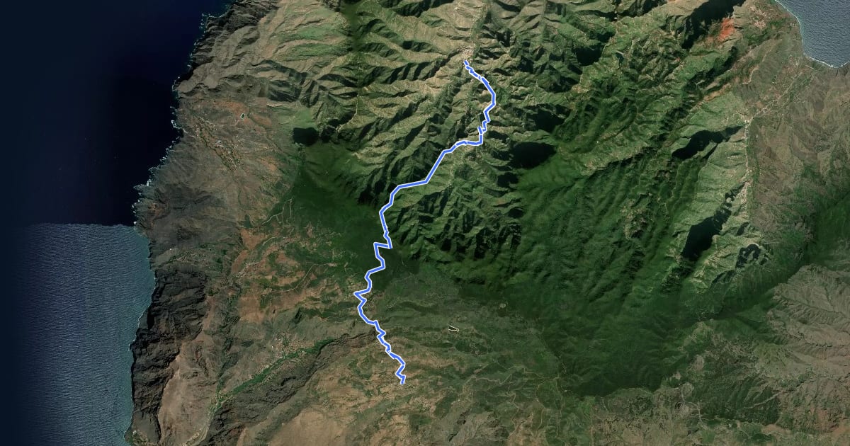 Маршрут Camino Natural Cumbres de la Gomera - Etapa 3 на спутниковом снимке