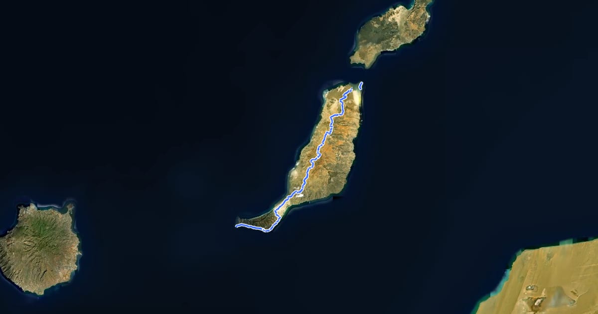 Маршрут Camino Natural de Fuerteventura на спутниковом снимке