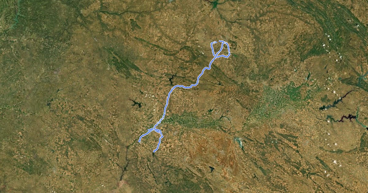 Маршрут Camino Natural del Corredor Cáceres - Badajoz на спутниковом снимке