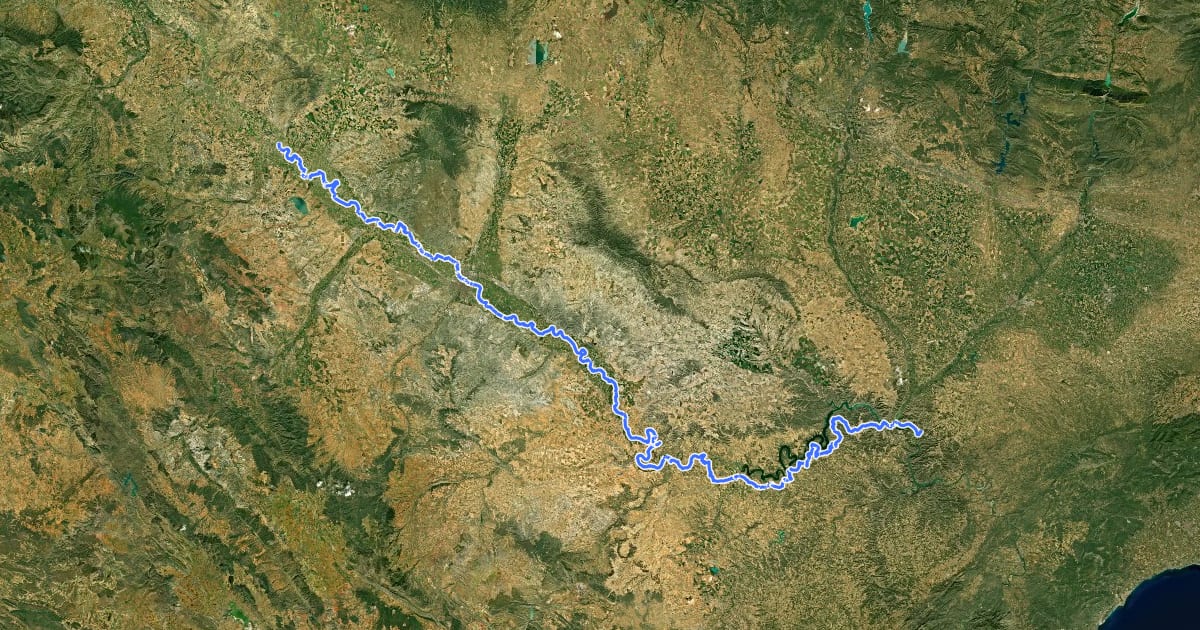 Маршрут Camino natural del Ebro - Aragón на спутниковом снимке