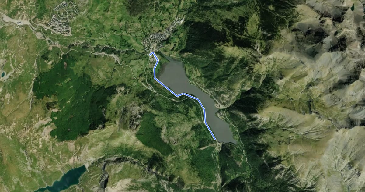 Маршрут Camino Natural del Embalse de Lanuza на спутниковом снимке