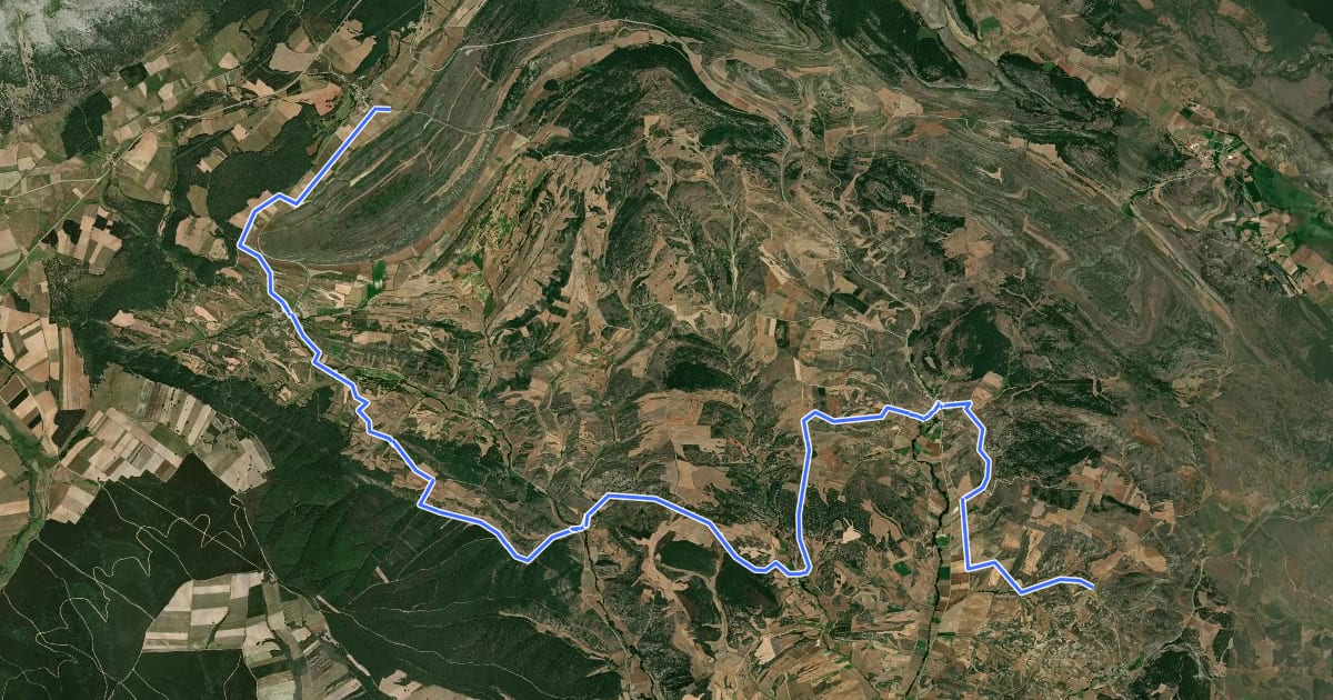 Маршрут Camino Natural del Románico Palentino. Alternativa 2: Perazancas de Ojeda a Dehesa de Montejo на спутниковом снимке