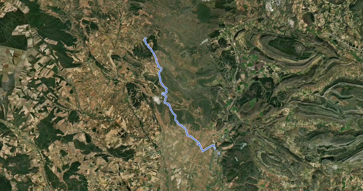 Маршрут Camino Natural del Románico Palentino. Ruta del Carbón de cok. Etapa 1 на спутниковом снимке