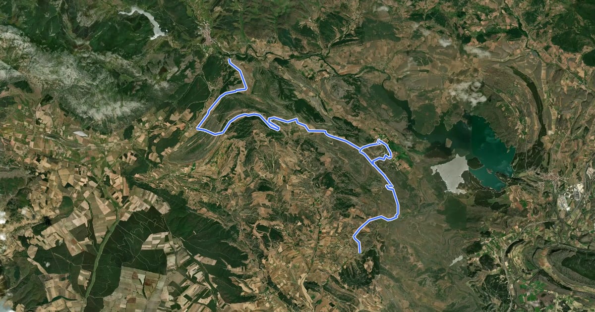 Маршрут Camino Natural del Románico Palentino. Ruta del Carbón de cok. Etapa 2 на спутниковом снимке