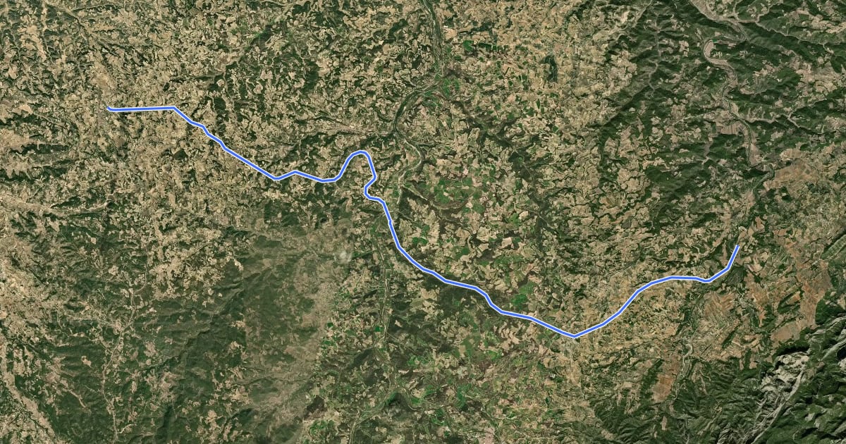Маршрут Camino Natural Vía Verde Val de Zafán на спутниковом снимке
