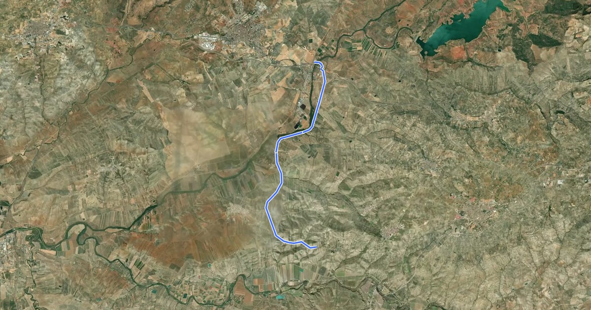 Маршрут Camino Natural Via Verde del Guadalimar на спутниковом снимке