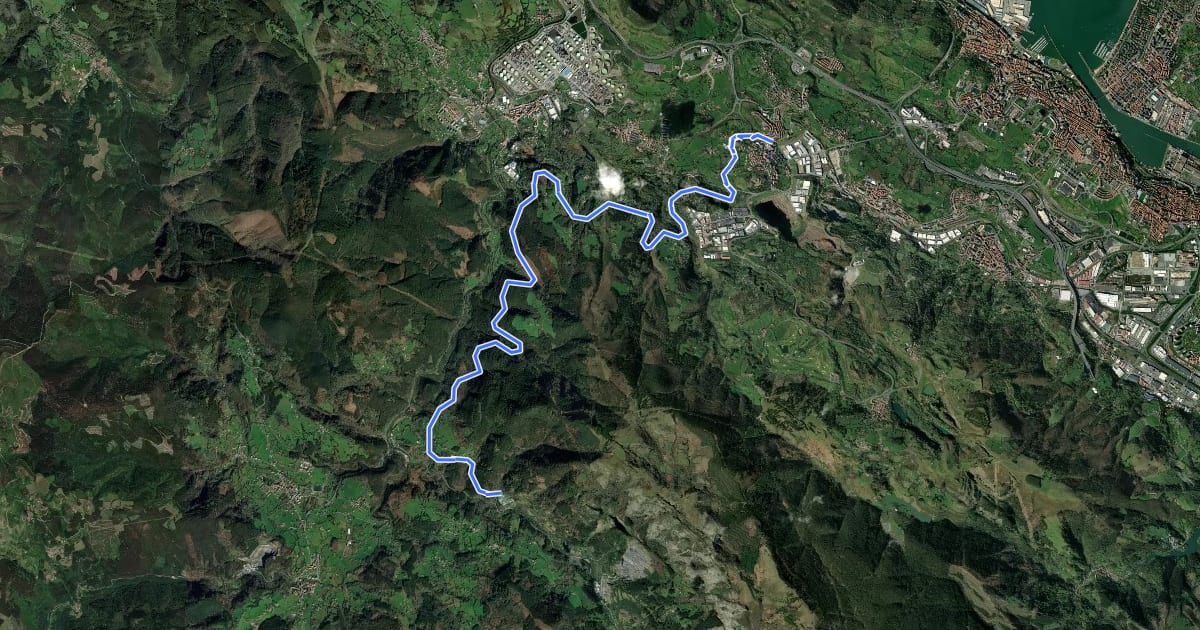 Маршрут Camino Natural Via Verde Montes de Hierro (tramo de Atxuriaga a Gallarta) на спутниковом снимке