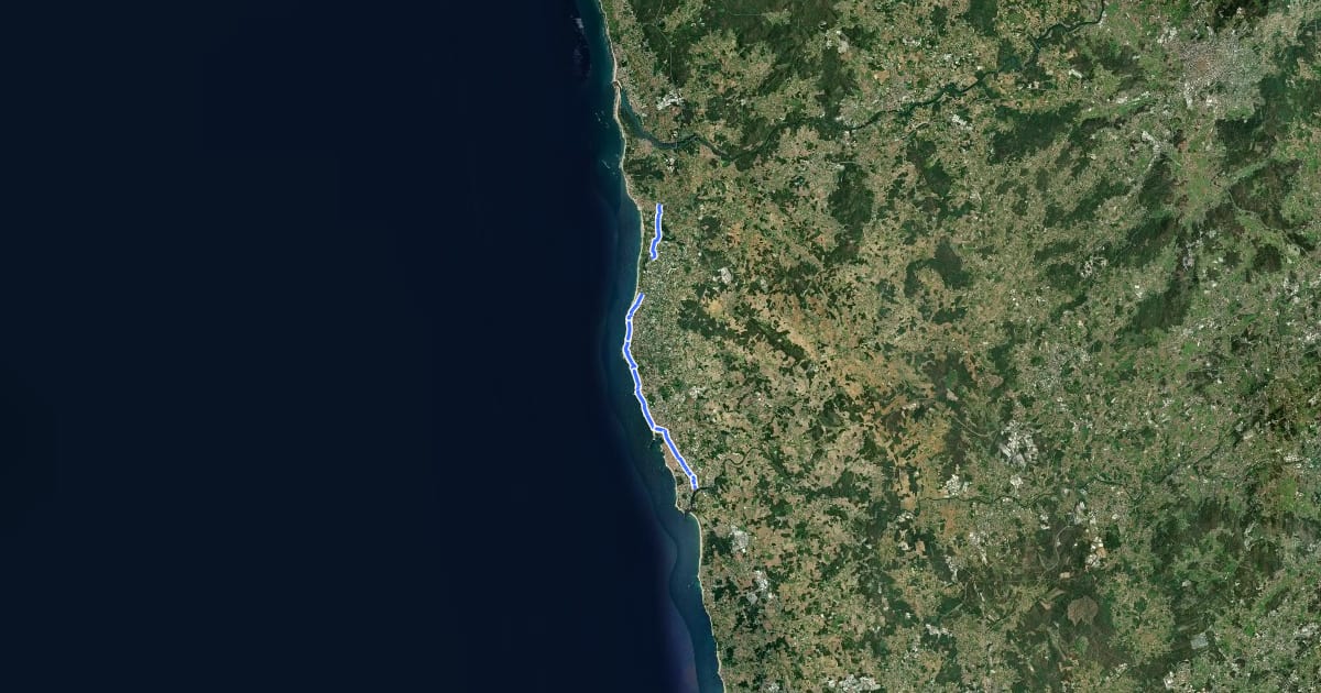 Маршрут Camino Portuguese (Vila do Conde - Apúlia) на спутниковом снимке