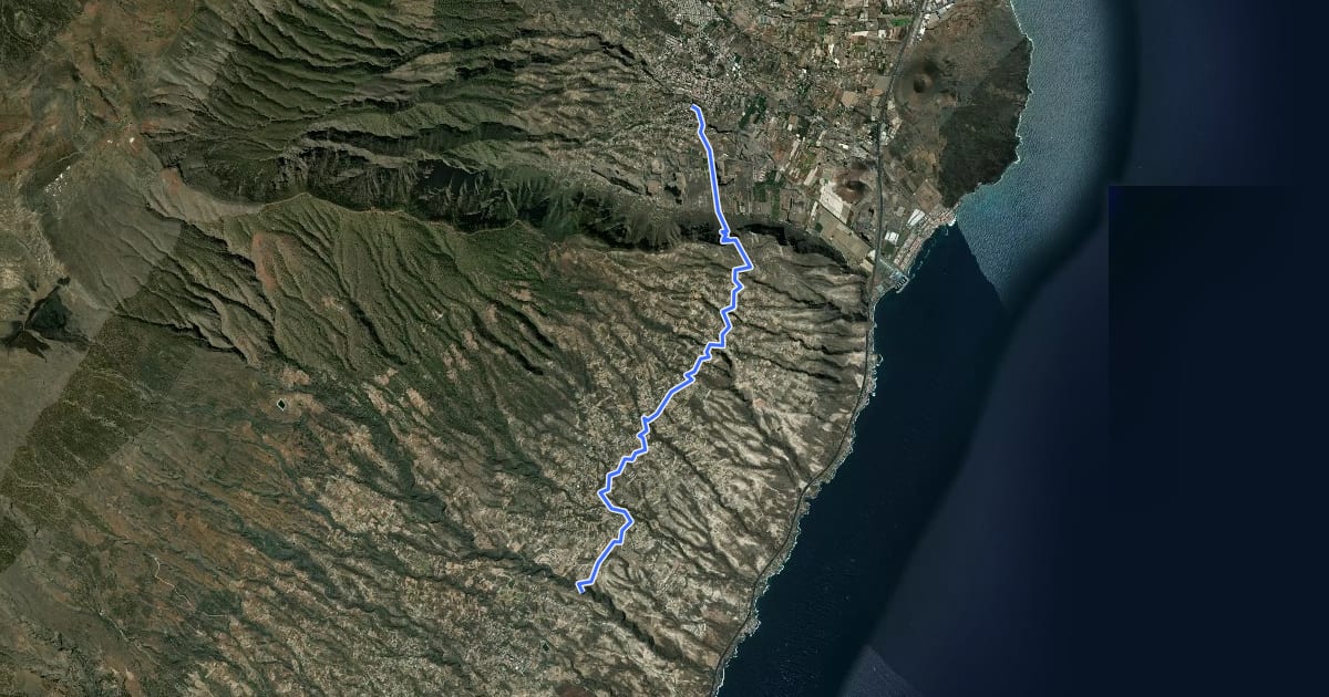 Маршрут Camino Real de Güimar на спутниковом снимке