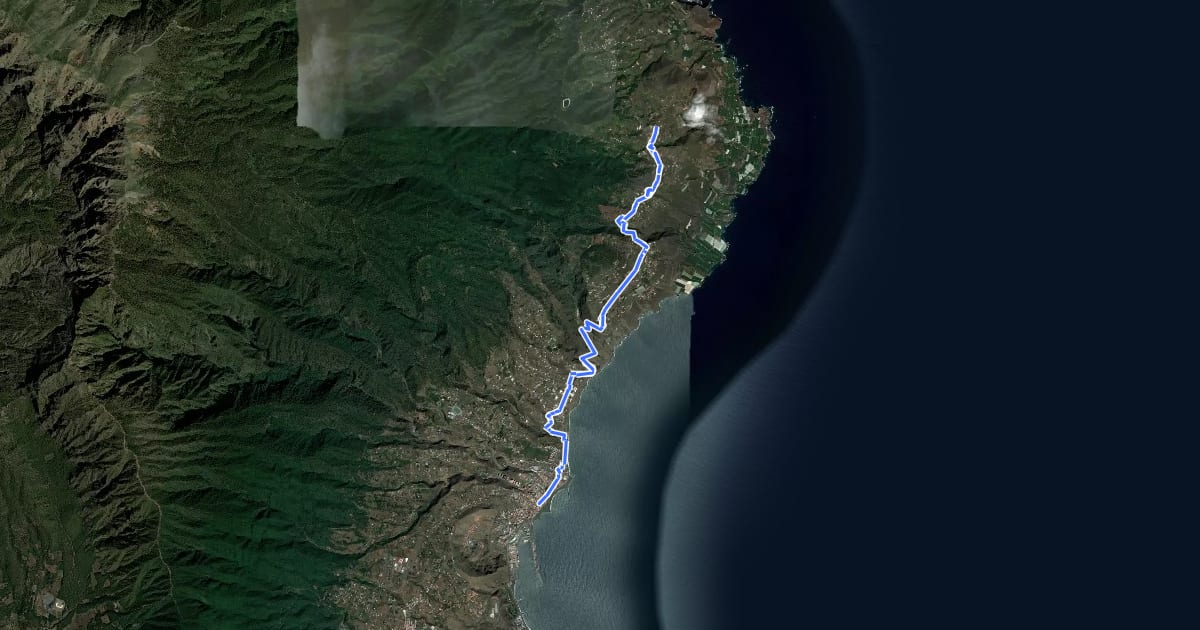 Маршрут Camino Real de la Costa (Etapa 1) на спутниковом снимке