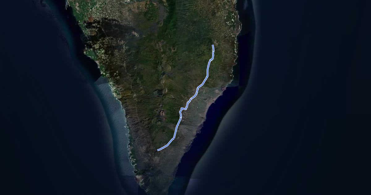 Маршрут Camino Real de la Costa (Etapa 7) на спутниковом снимке