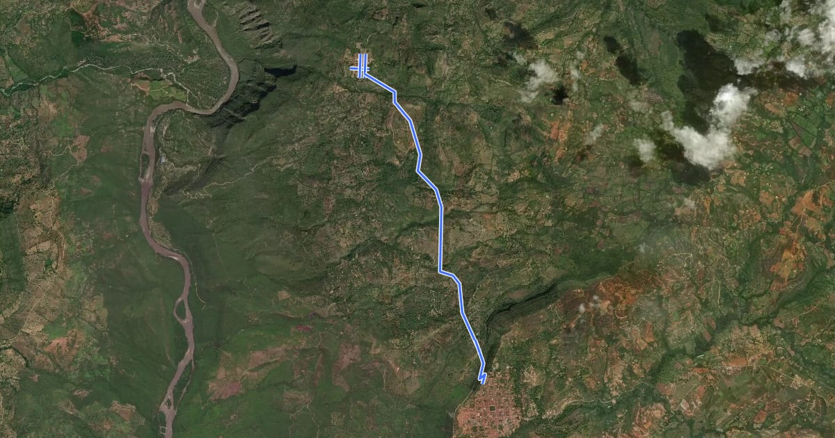 Маршрут Camino real Guane-Barichara на спутниковом снимке