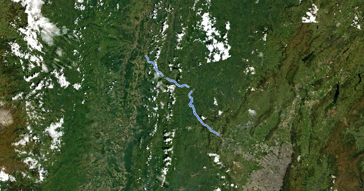 Маршрут Camino Real Honda - Santafé de Bogotá на спутниковом снимке