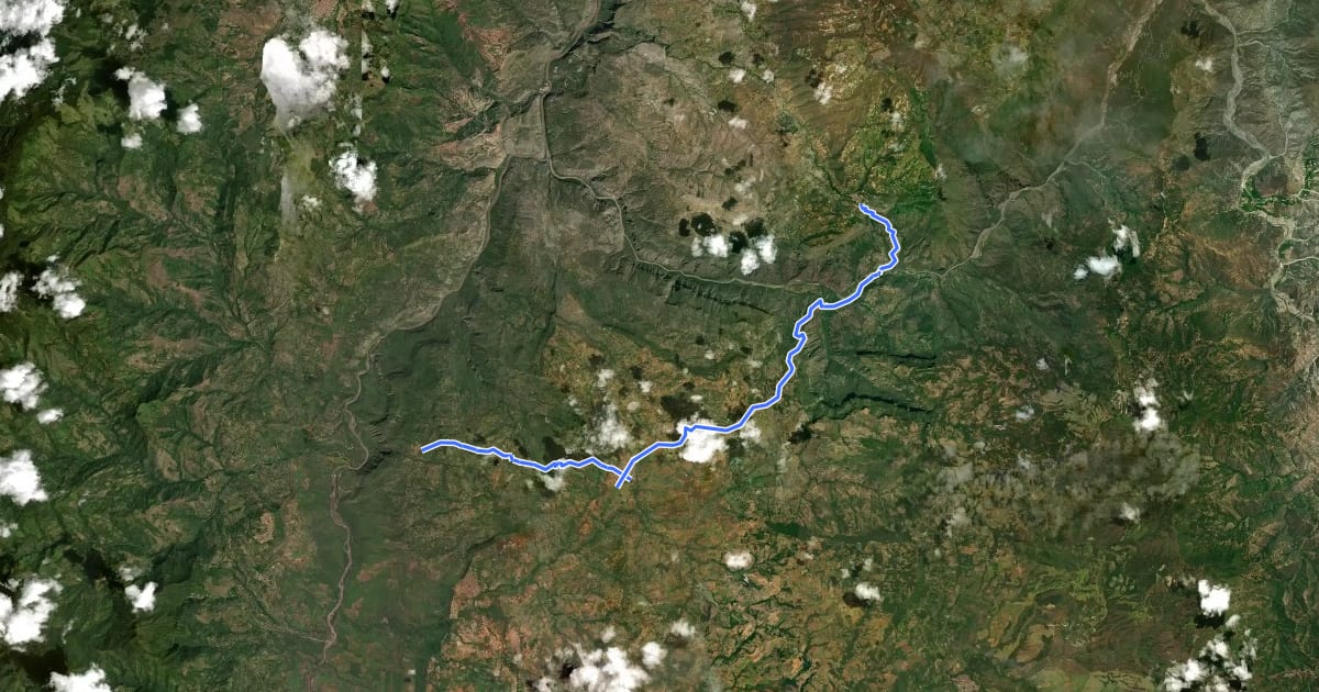Маршрут Camino Real Los Santos - Jordán - Guane на спутниковом снимке