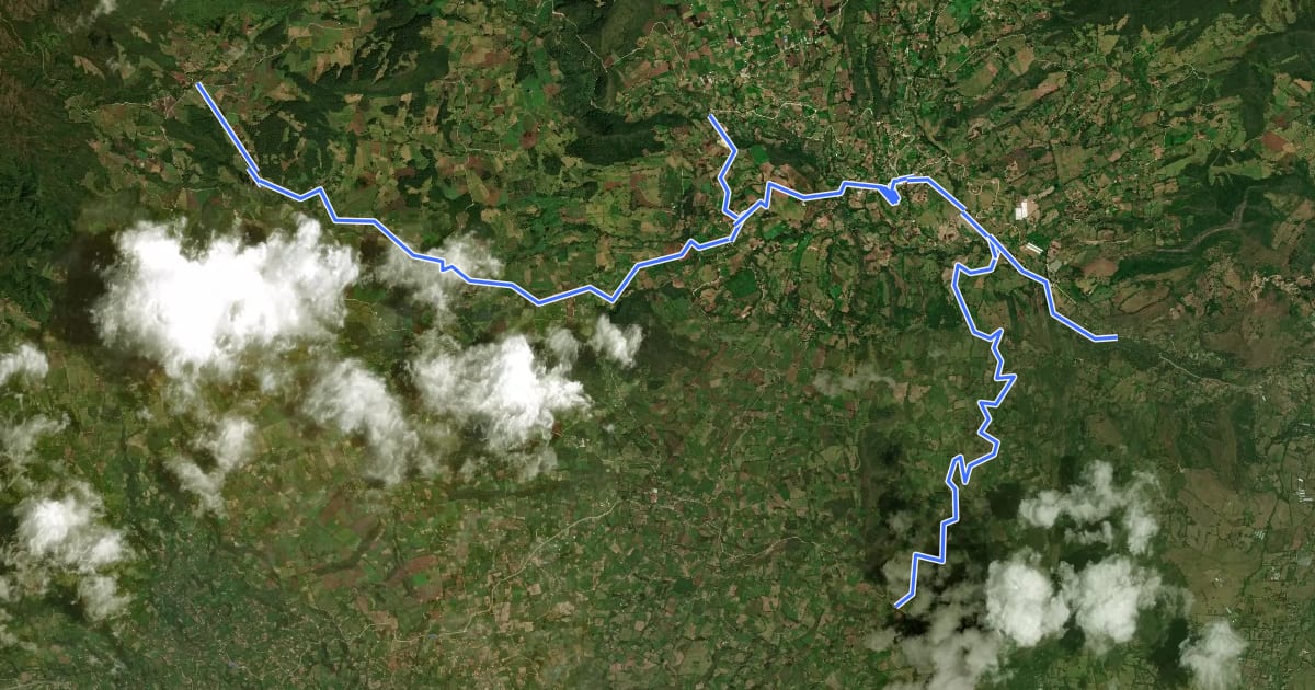 Маршрут Camino real Ubaque-Bogotá на спутниковом снимке