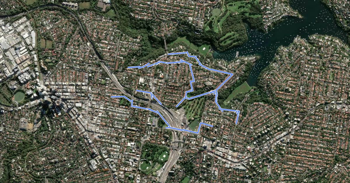 Маршрут Cammeray Local Routes на спутниковом снимке