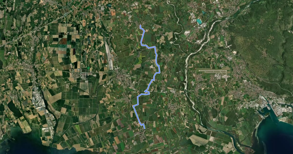 Маршрут Cammino Celeste Italia - 1 Aquileia - Aiello на спутниковом снимке