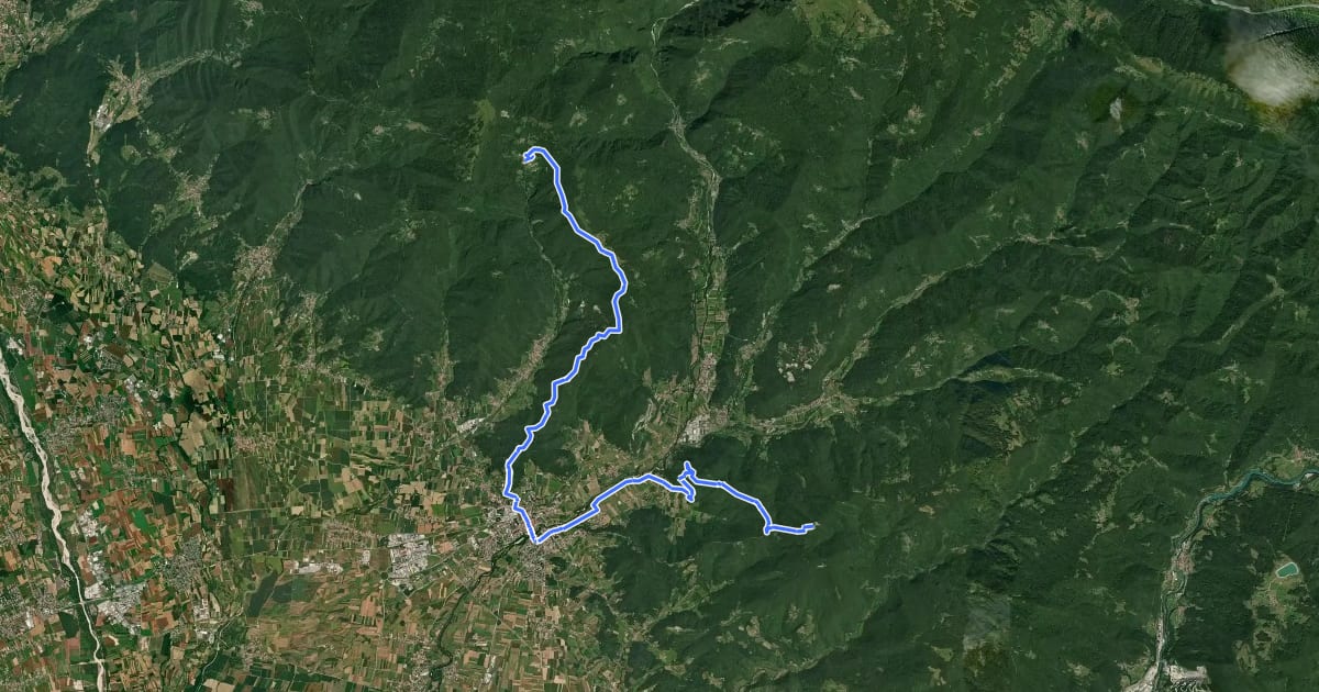 Маршрут Cammino Celeste Italia - 4 Castelmonte -Masarolis на спутниковом снимке