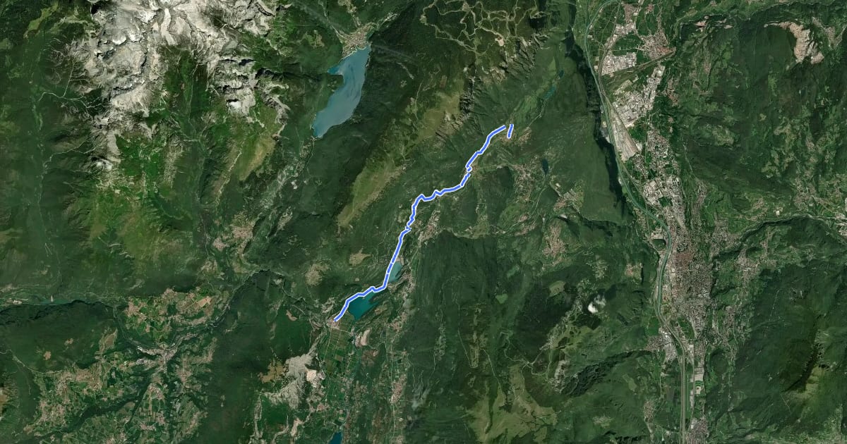 Маршрут Cammino dei Sette Laghi - tappa 1 на спутниковом снимке