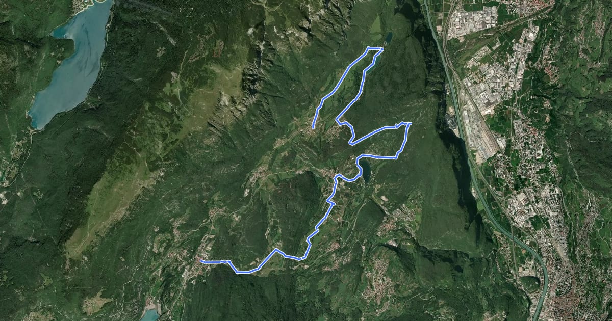 Маршрут Cammino dei Sette Laghi - tappa 2 на спутниковом снимке