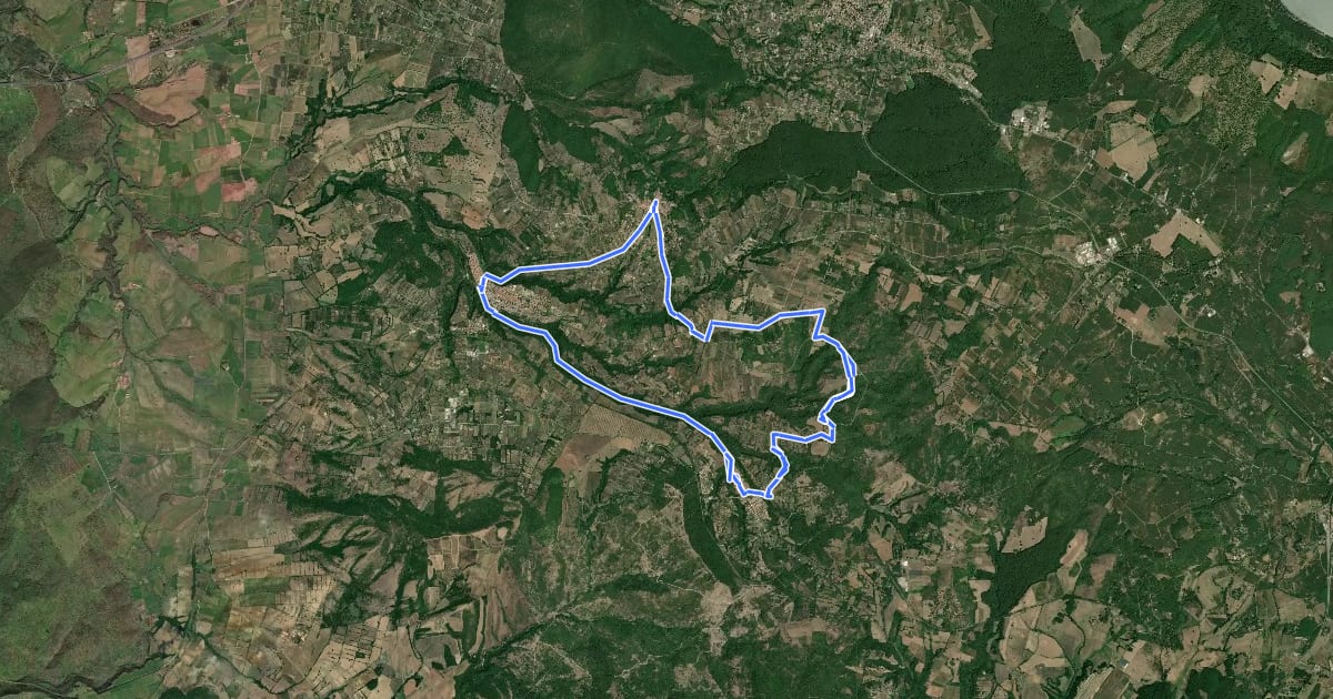 Маршрут Cammino dei tre villaggi на спутниковом снимке