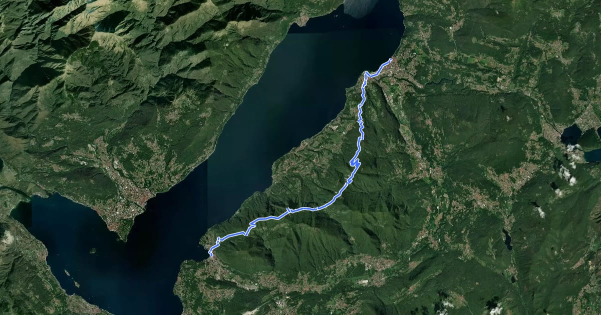 Маршрут Cammino del Lago Maggiore на спутниковом снимке
