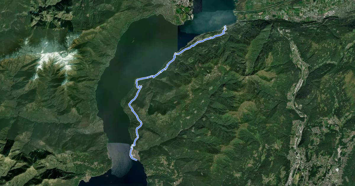 Маршрут Cammino del Lago Maggiore на спутниковом снимке