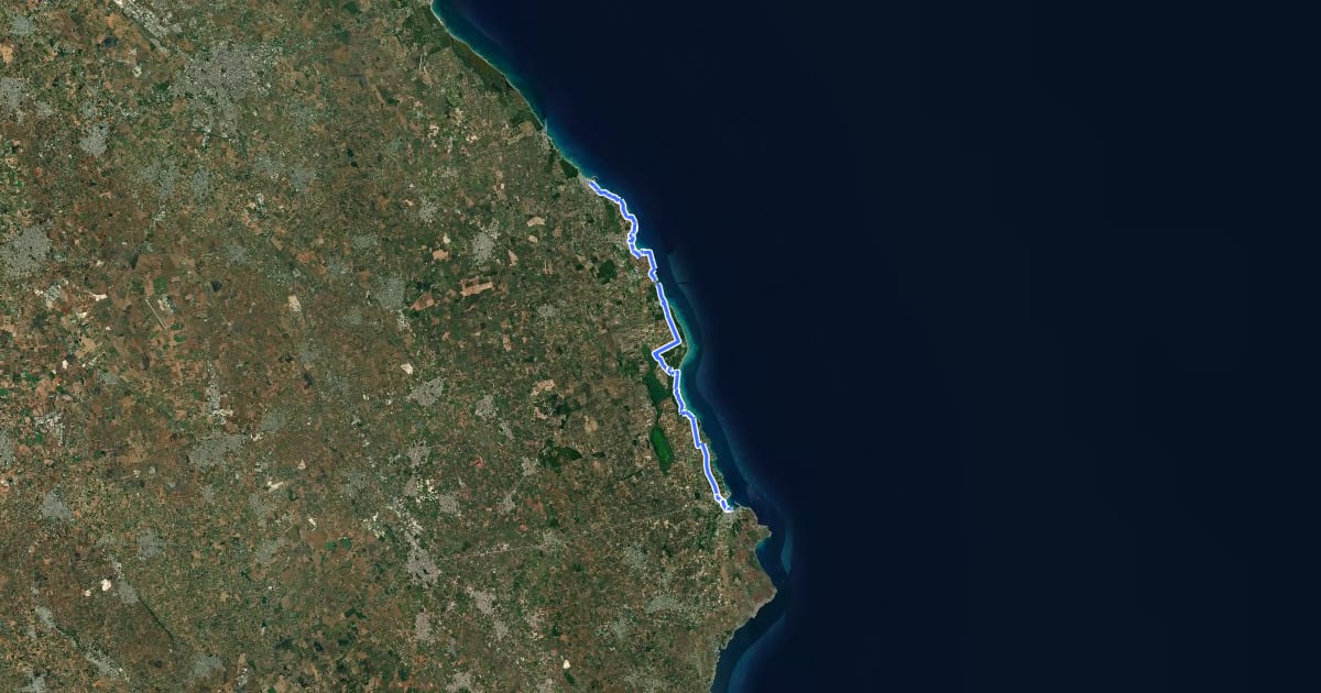 Маршрут Cammino del Salento - Via del Mare (Tappa 2) на спутниковом снимке