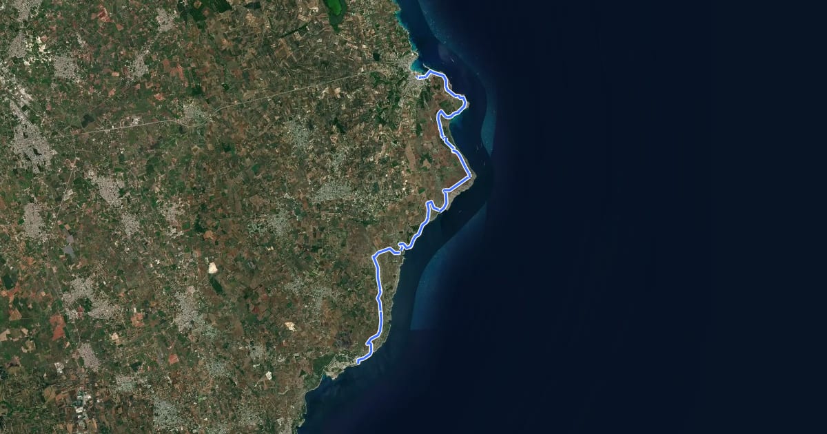 Маршрут Cammino del Salento - Via del Mare (Tappa 3) на спутниковом снимке