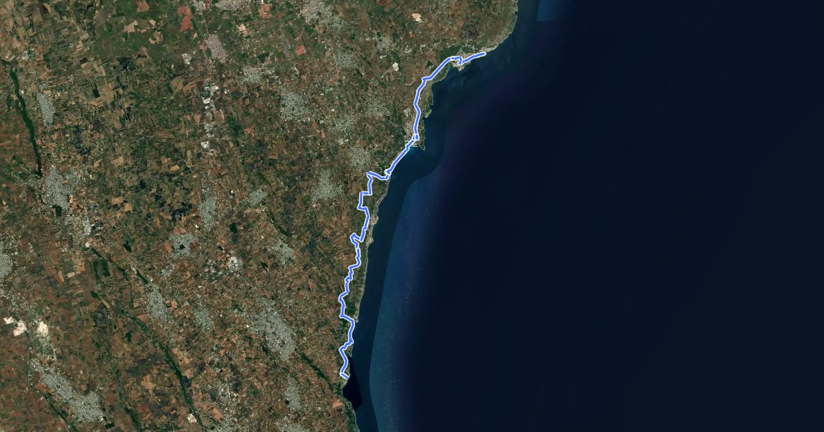 Маршрут Cammino del Salento - Via del Mare (Tappa 4) на спутниковом снимке