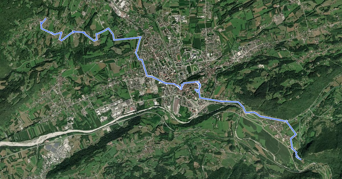 Маршрут Cammino delle Dolomiti - Tappa 01 на спутниковом снимке
