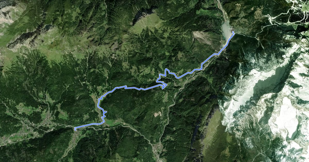 Маршрут Cammino delle Dolomiti - Tappa 10 на спутниковом снимке