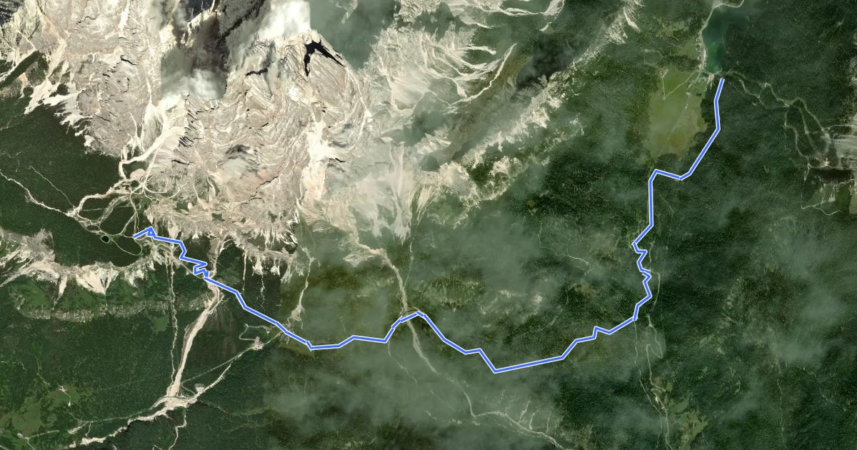 Маршрут Cammino delle Dolomiti - Tappa 15 на спутниковом снимке