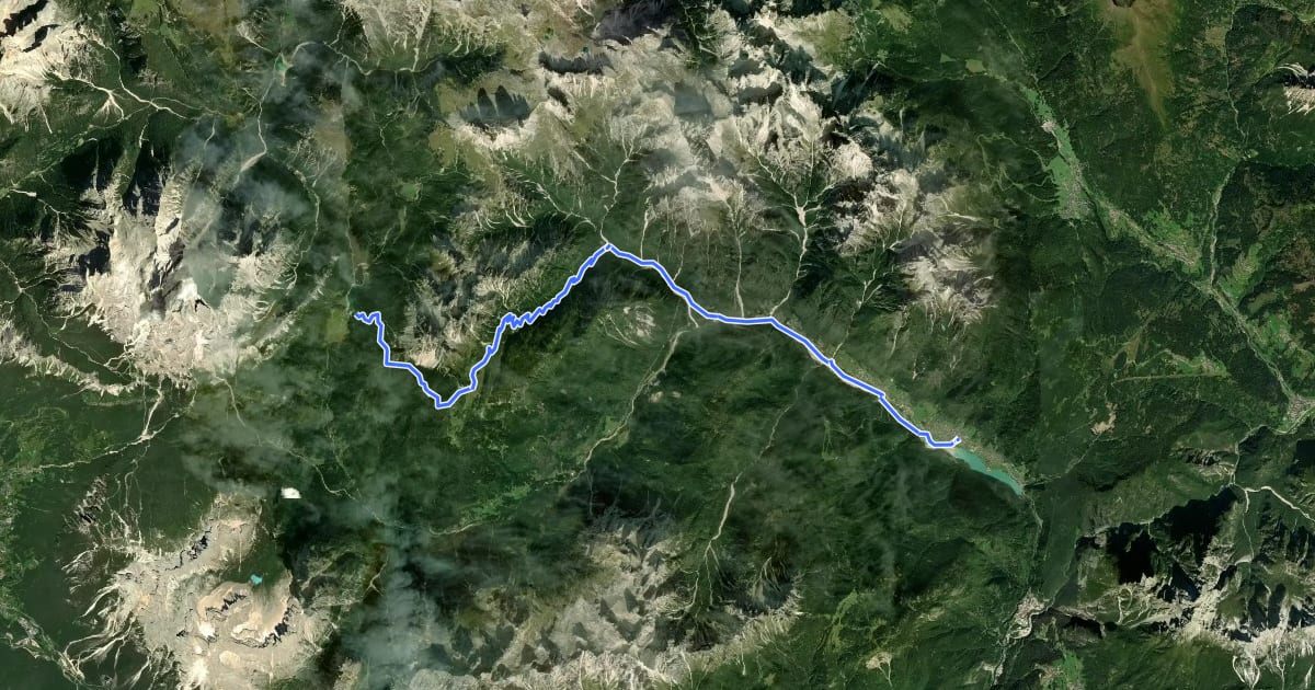 Маршрут Cammino delle Dolomiti - Tappa 16 на спутниковом снимке