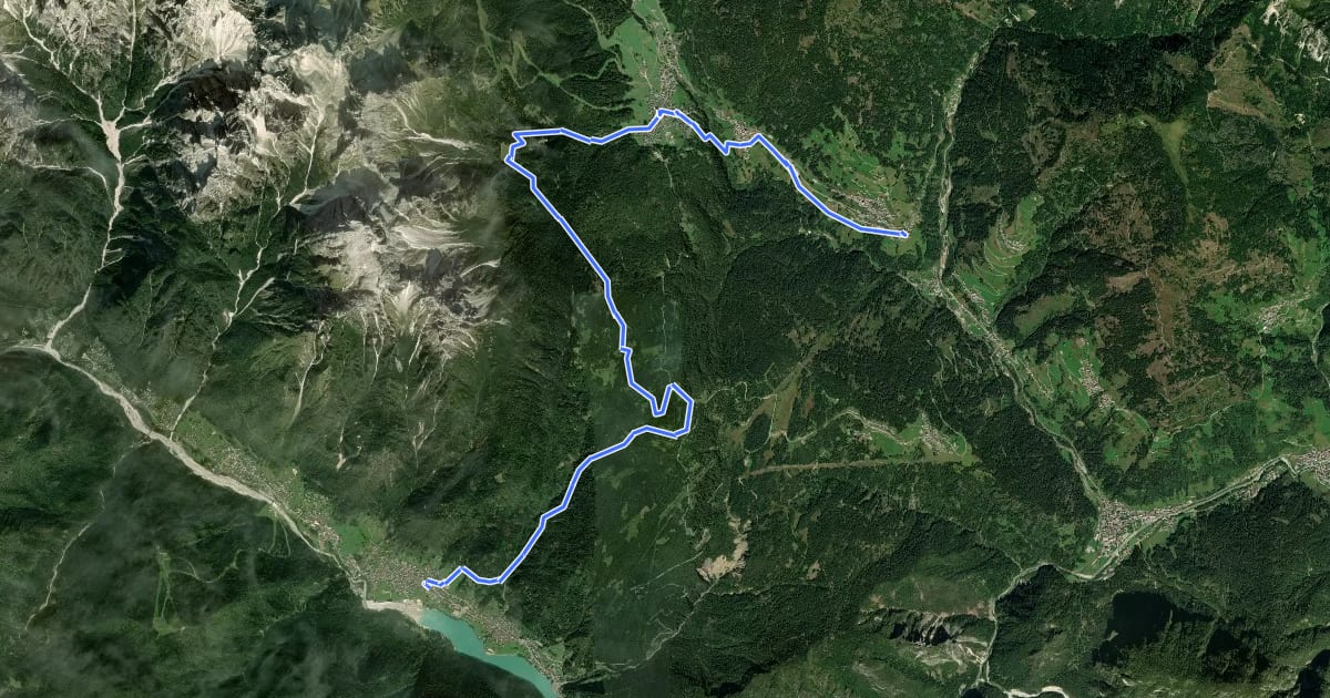 Маршрут Cammino delle Dolomiti - Tappa 17 на спутниковом снимке