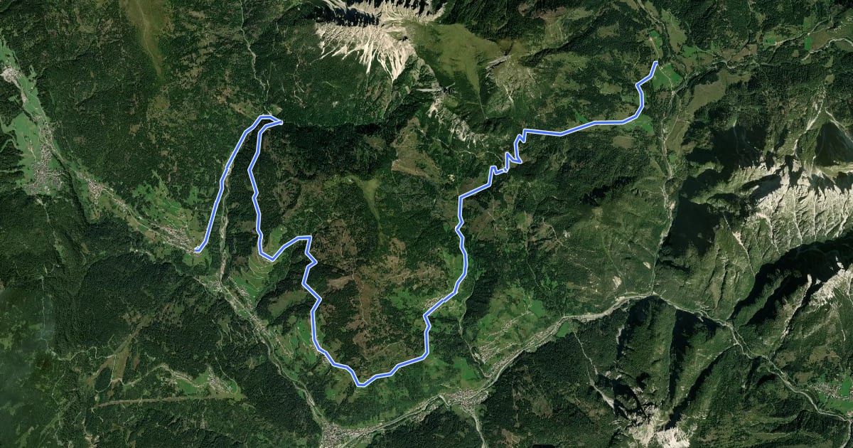 Маршрут Cammino delle Dolomiti - Tappa 18 на спутниковом снимке